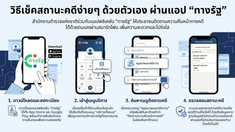 ระบบติดตามความคืบหน้าทางคดีผ่านแอปพลิเคชัน “ทางรัฐ”